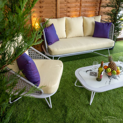 Oasis Silver 4 Seat Dining Sofa Set With Cream Cushions