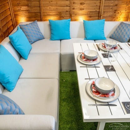 Sunbrella Venice Rattan Corner Dining Set - White