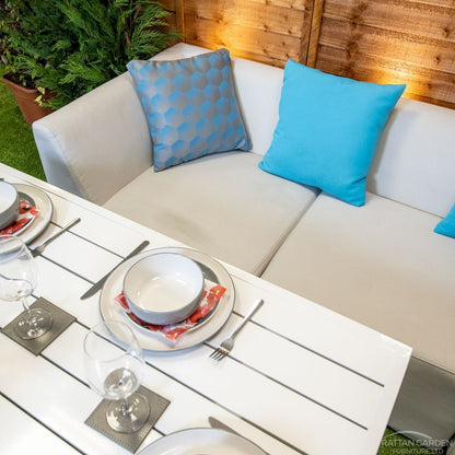 Sunbrella Venice Rattan Corner Dining Set - White