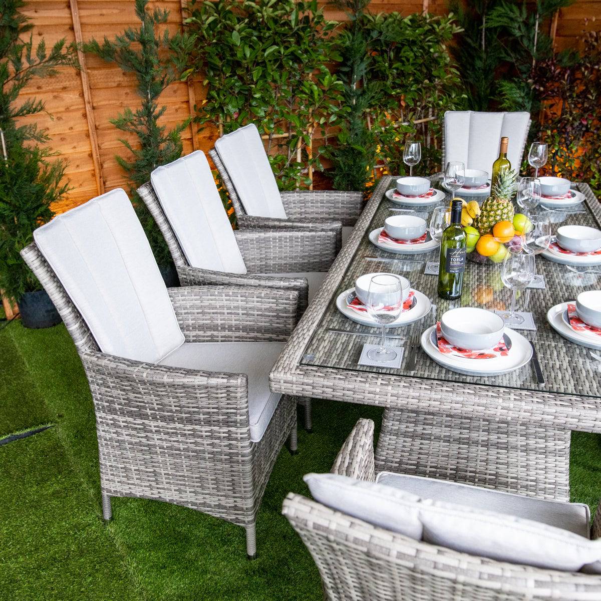 Champagne Atlanta Rectangular 8 Seater Garden Dining Set