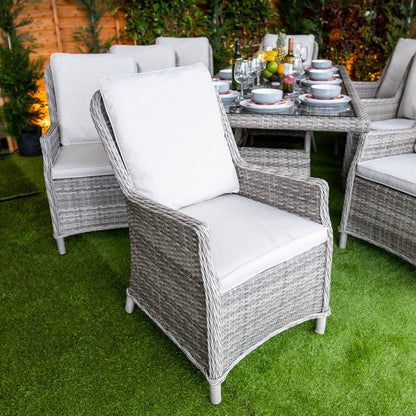 Champagne Rattan Paris Rectangular 8 Seater Dining Table Set