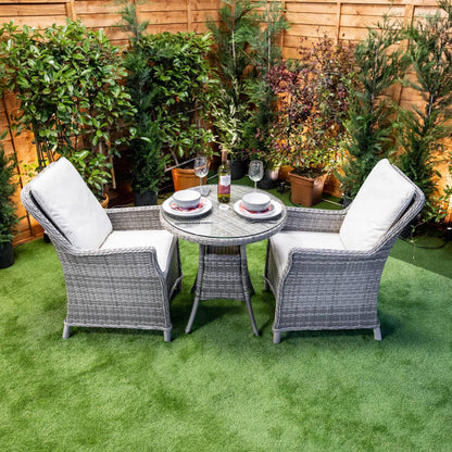 Champagne Rattan Paris Round Bistro Set