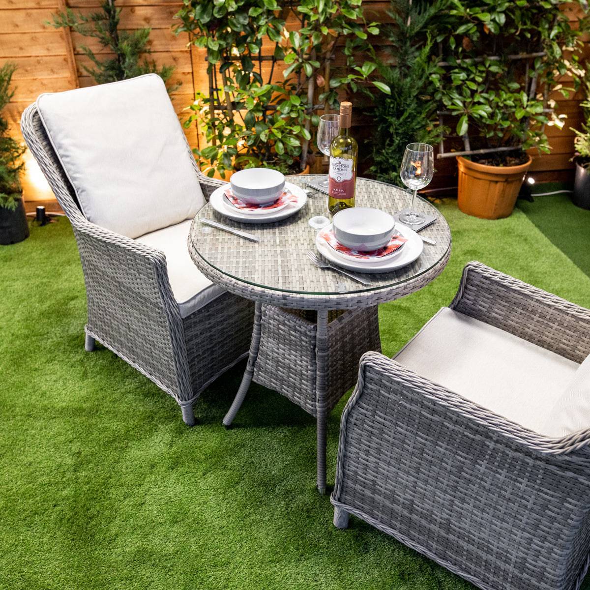 Champagne Rattan Paris Round Bistro Set