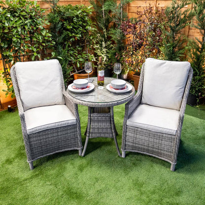 Champagne Rattan Paris Round Bistro Set