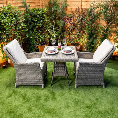 Champagne Rattan Paris Square Bistro Set