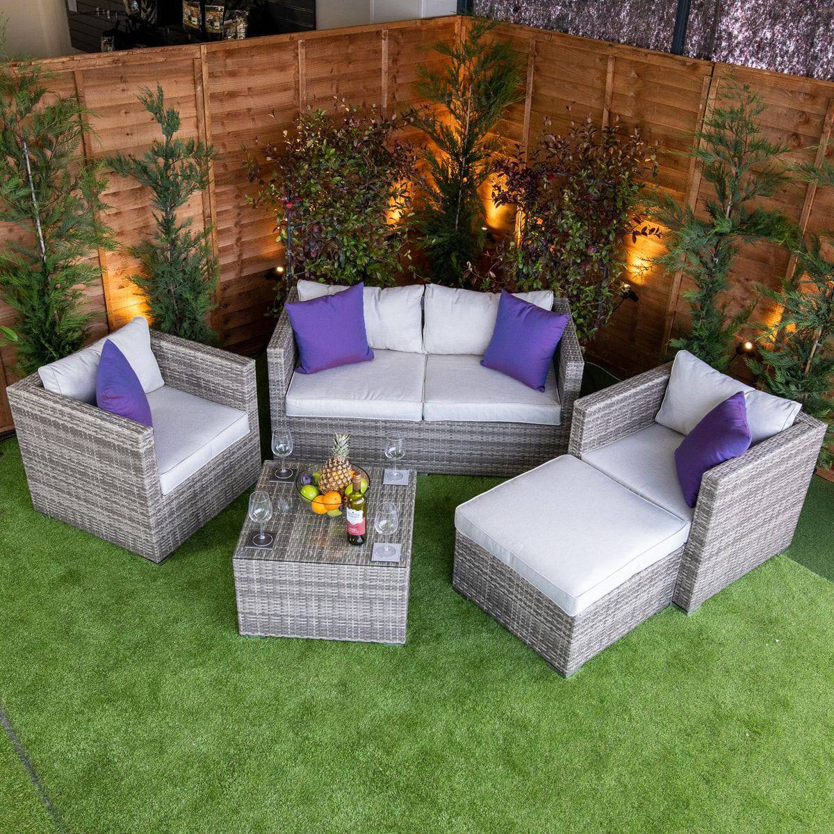 Champagne Athens 5 Piece Garden Sofa Set - Rattan Garden Furniture Essex