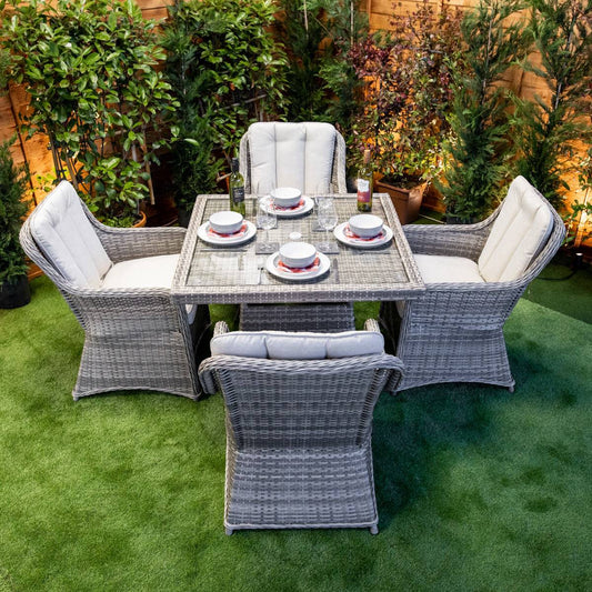 Champagne Rattan Vienna Square 4 Seat Dining Set