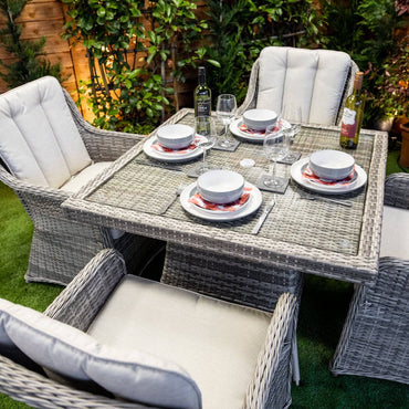 Champagne Rattan Vienna Square 4 Seat Dining Set