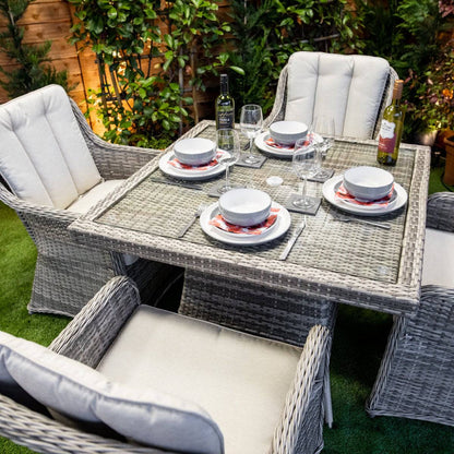 Champagne Rattan Vienna Square 4 Seat Dining Set