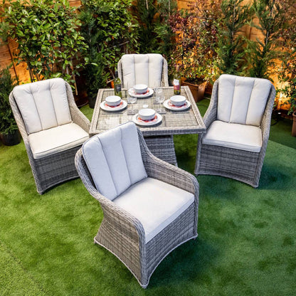 Champagne Rattan Vienna Square 4 Seat Dining Set