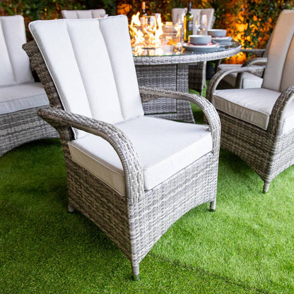 Champagne Tokyo Round 6 Seater Rattan Fire Pit Set