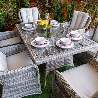 Champagne Vienna Rectangular 6 Seater Garden Dining Set