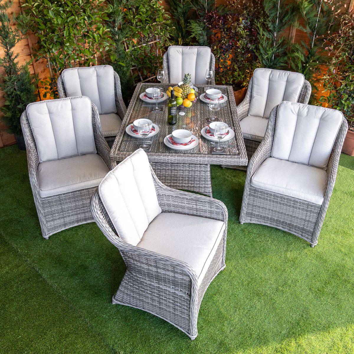 Champagne Vienna Rectangular 6 Seater Garden Dining Set