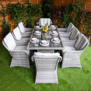 Champagne Rattan Vienna Rectangular 8 Seater Dining Set
