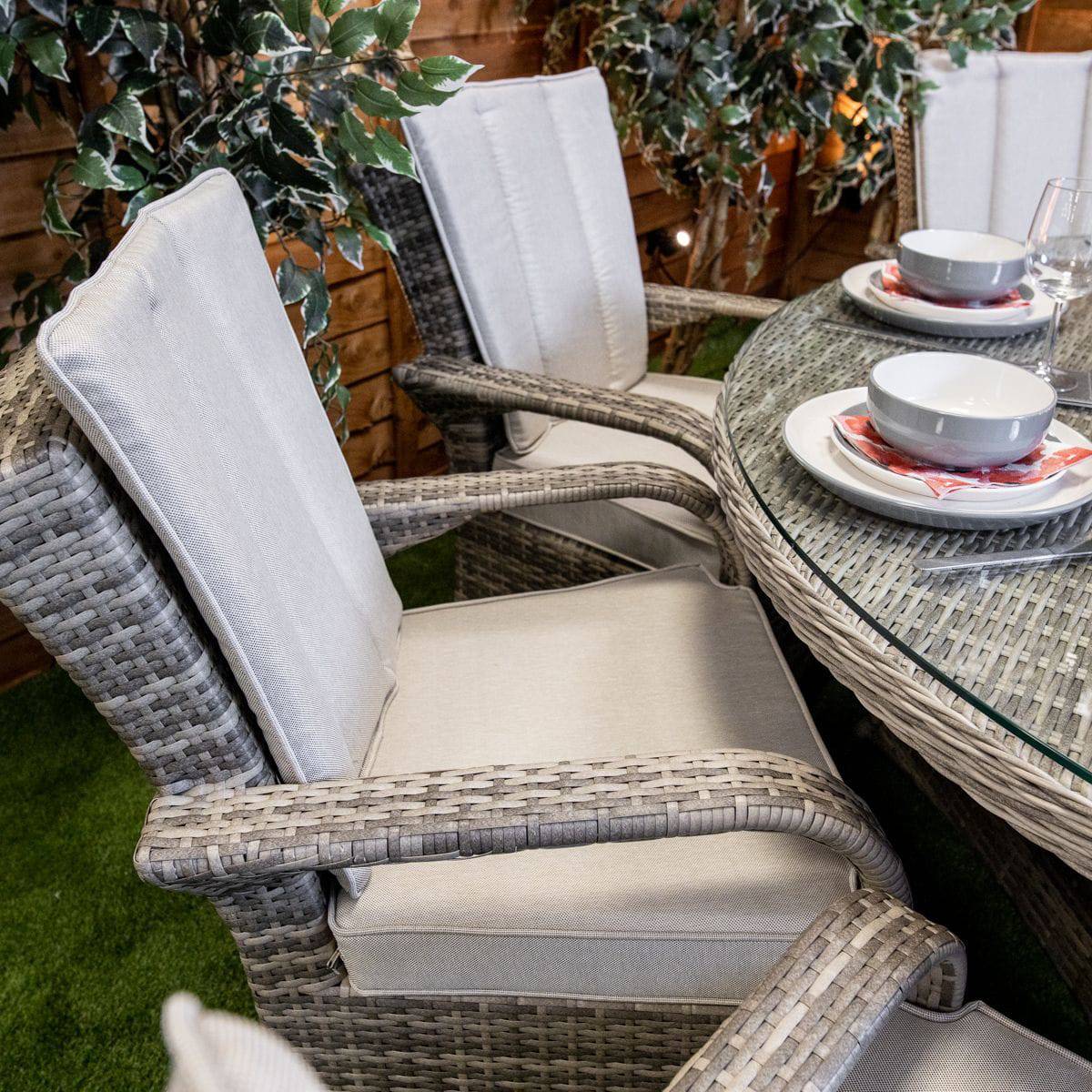 Champagne Tokyo Round 8 Seat Fire Pit Dining Set - Garden Furniture Hub Essex