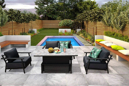 Aluminium 2 Seat Sofa Set near a pool with matching patio furniture