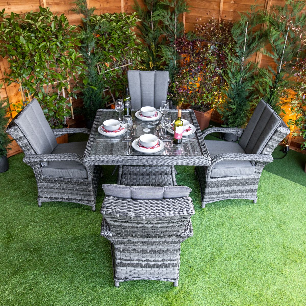 Serena Tokyo Square 4 Seat Dining Set - Rattan Garden Furniture Essex