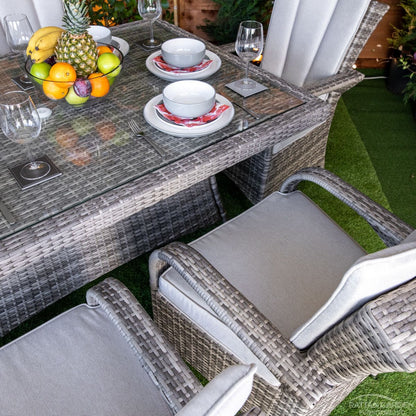 Champagne Rattan Tokyo Rectangular 6 Seater Dining Set