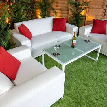 Sunbrella Bali 4 Seat 4 Piece Sofa Set With Coffee Table - White - 