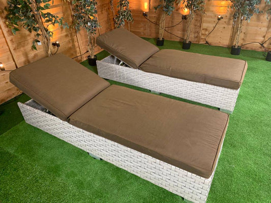 Extra Wide Rattan Sun Lounger Set