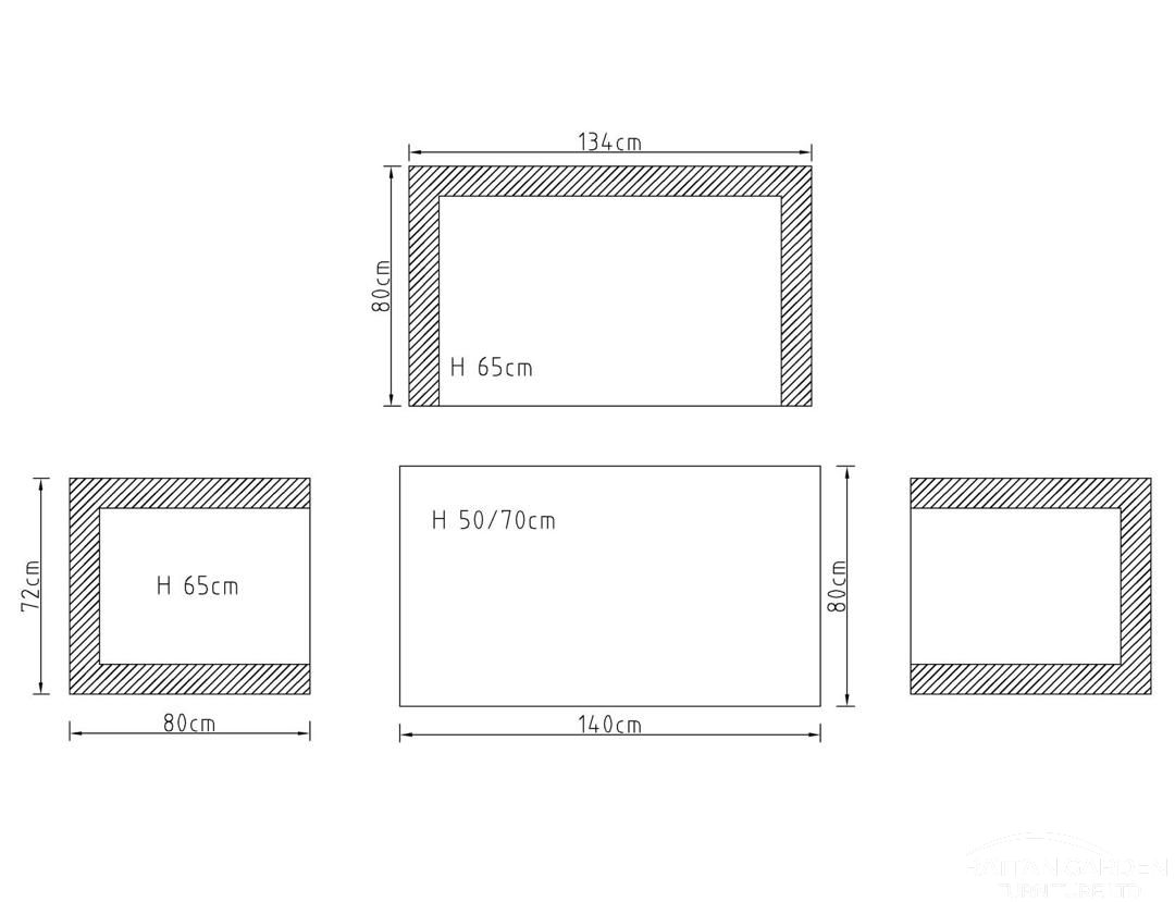 Deluxe Aluminium 4 Seat 4 Piece Sofa Set with Grey Rising Table