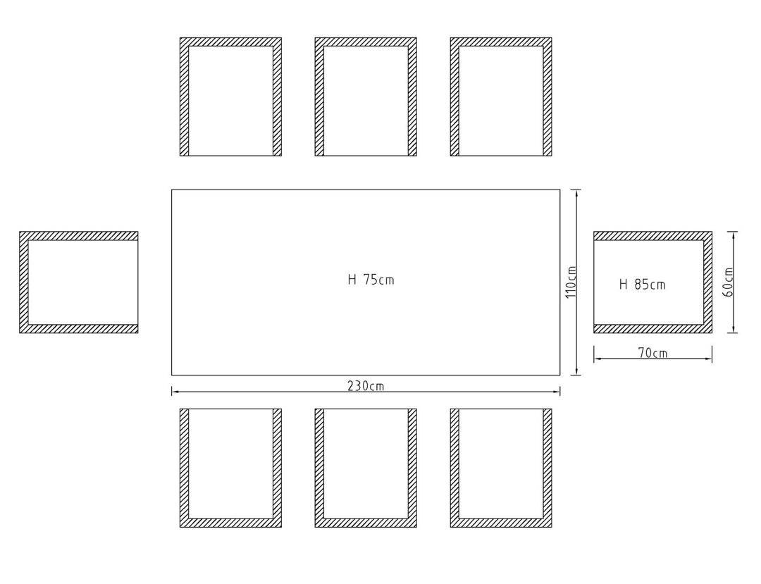 Aluminium 8 Seater Dining Set with Modern Grey Tabletop - 