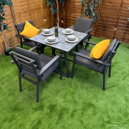 Brabazon Aluminium 4 Seat Dining Set with Patterned Table Top