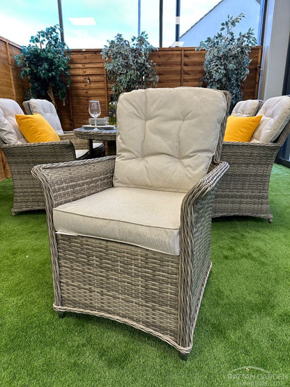 Champagne Rattan Cologne 6 Seater Oval Fire Pit Dining Set