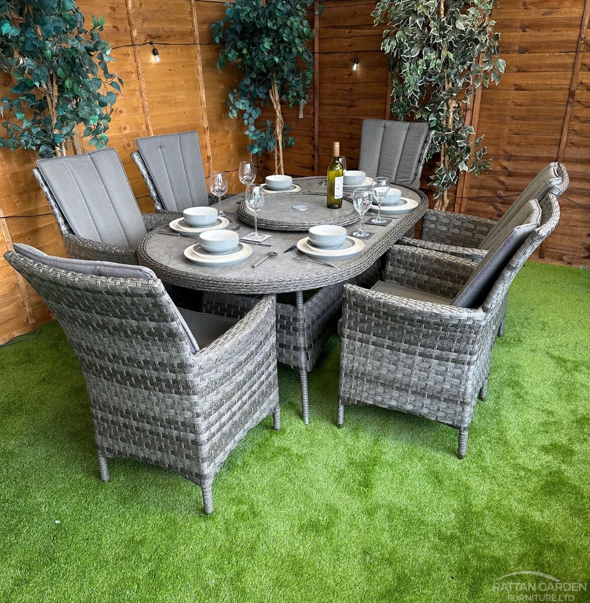 Serena Rattan Atlanta 6 Seater Oval Dining Set - 180cm
