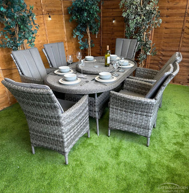 Serena Rattan Atlanta 6 Seater Oval Dining Set - 180cm
