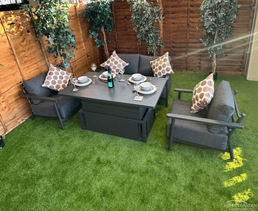 Deluxe Aluminium 4 Seat 4 Piece Sofa Set with Grey Rising Table