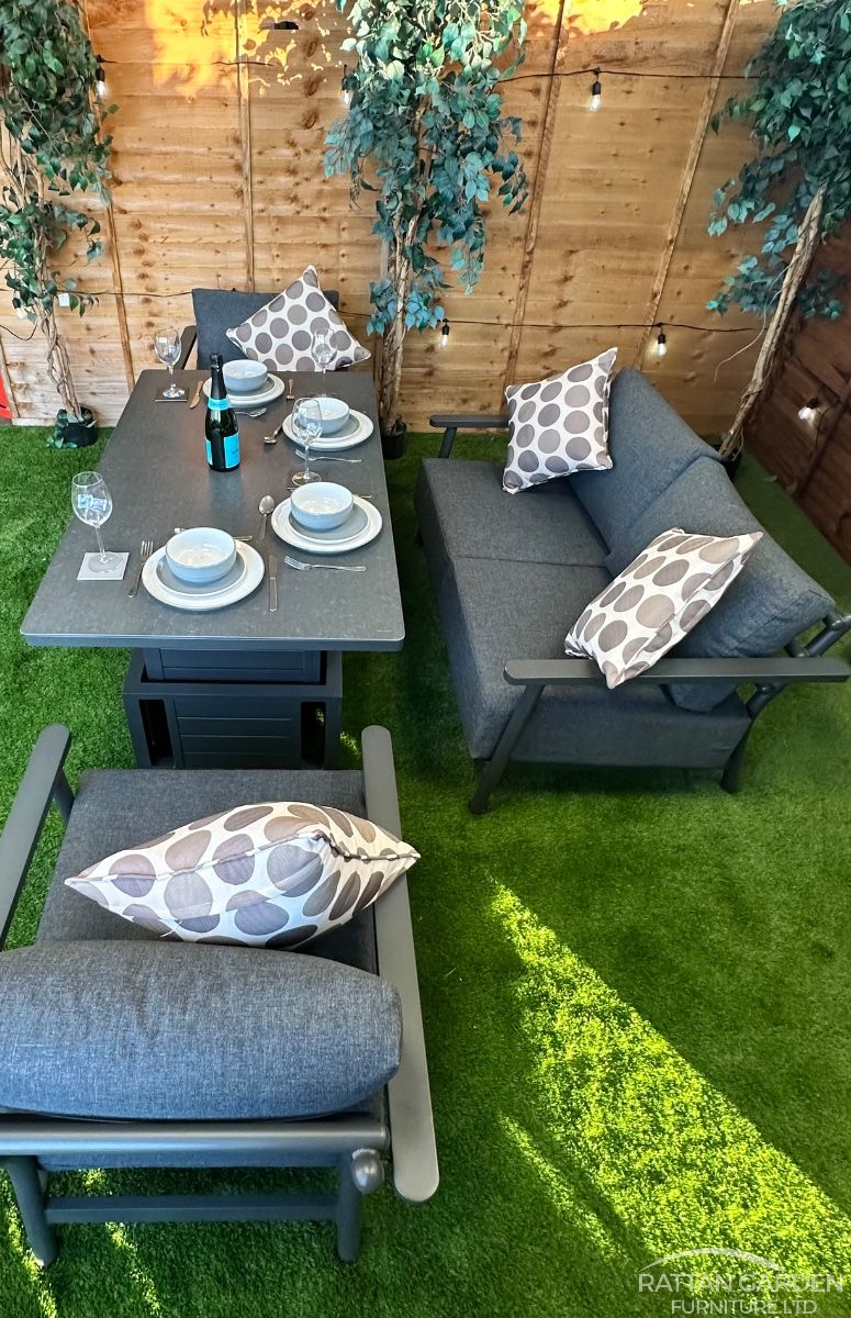 Deluxe Aluminium 4 Seat 4 Piece Sofa Set with Grey Rising Table