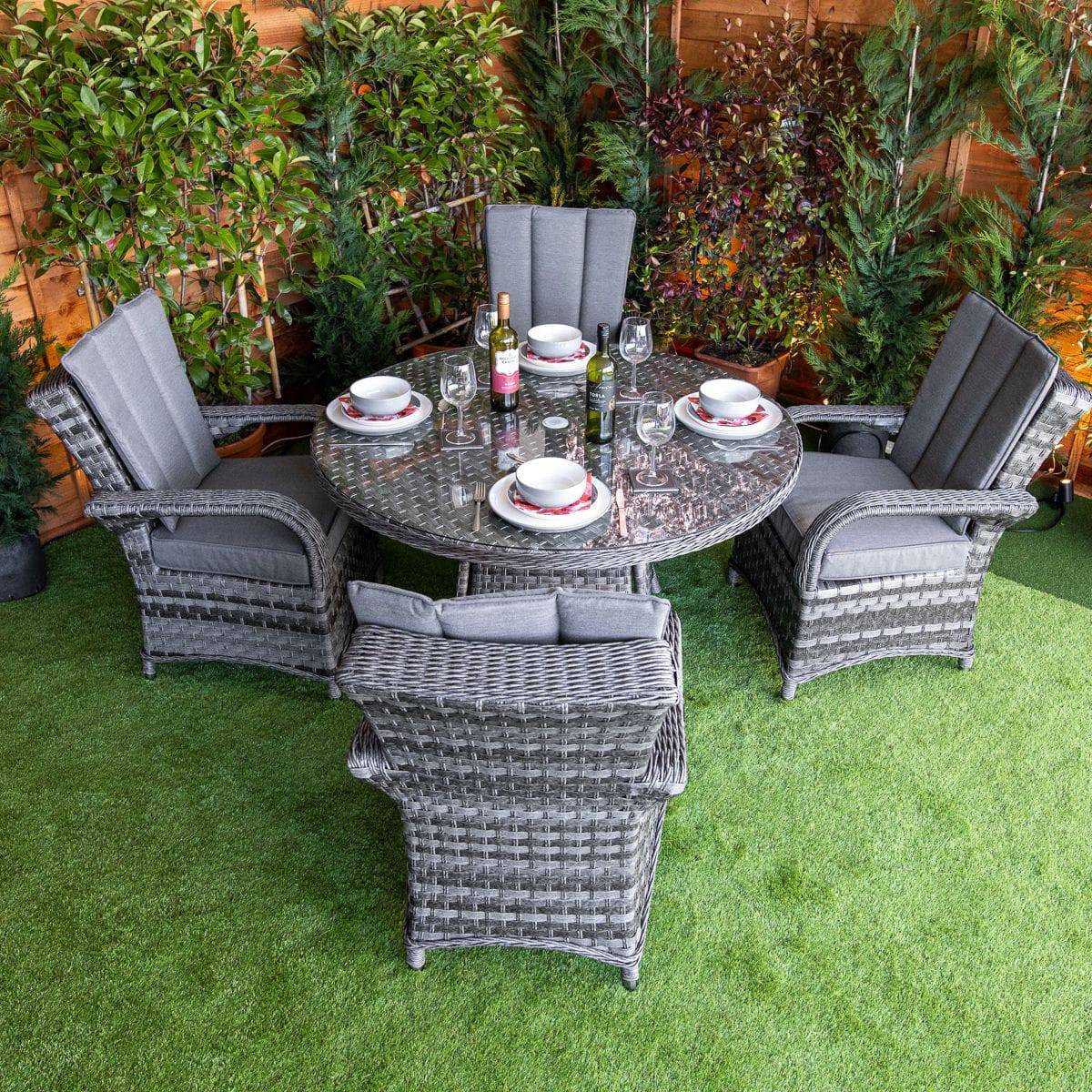 Serena Tokyo Round 4 Seat Rattan Dining Set - Rattan Garden Furniture Essex