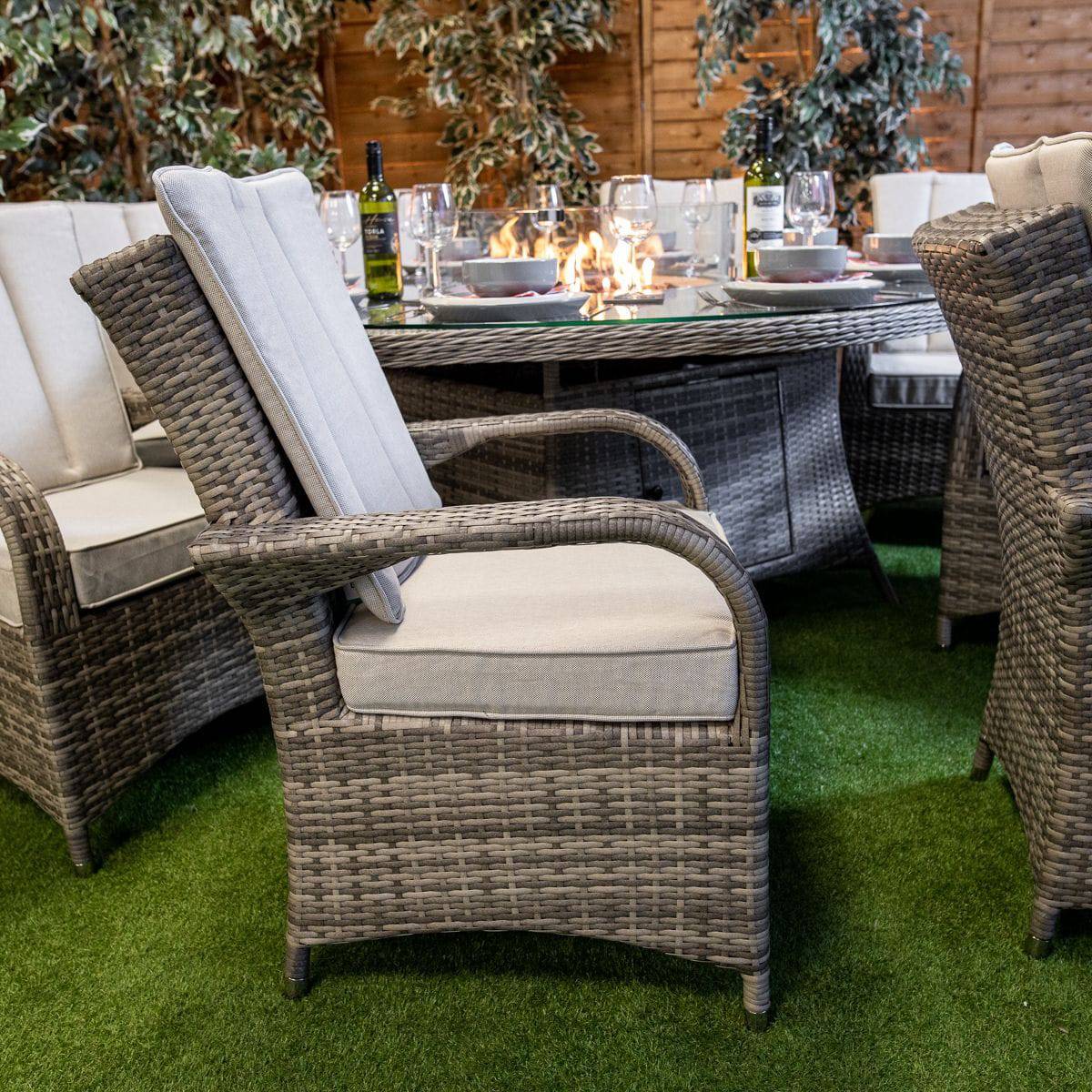 Champagne Tokyo Round 8 Seat Fire Pit Dining Set - Garden Furniture Hub Essex