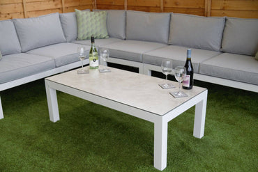 Katie Aluminium Rattan Corner Sofa Set with coffee Table