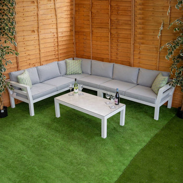 Katie Aluminium Outdoor Corner Sofa Set with coffee Table