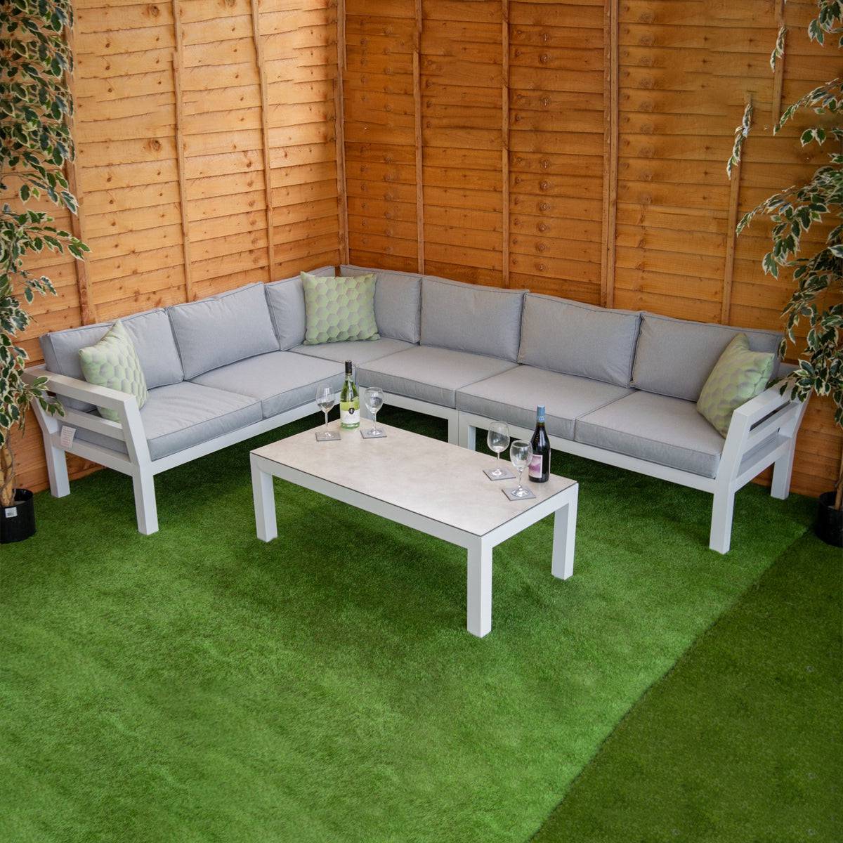 Katie Aluminium Outdoor Corner Sofa Set with coffee Table