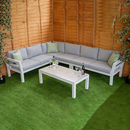 Katie Aluminium Outdoor Corner Sofa Set with coffee Table