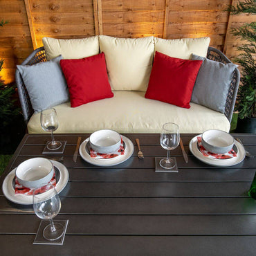 Oasis Rope Style 4 Seat Dining Set - Cream Cushions - Garden Furniture Hub Essex