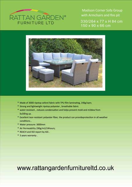 Deluxe Rain Cover for Madison Corner Set and Fire Pit Table - Garden Furniture Hub Essex