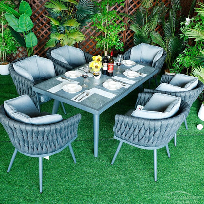 Rope Rectangular 6 Seat Dining Set