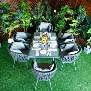 Rope Rectangular 6 Seat Dining Set