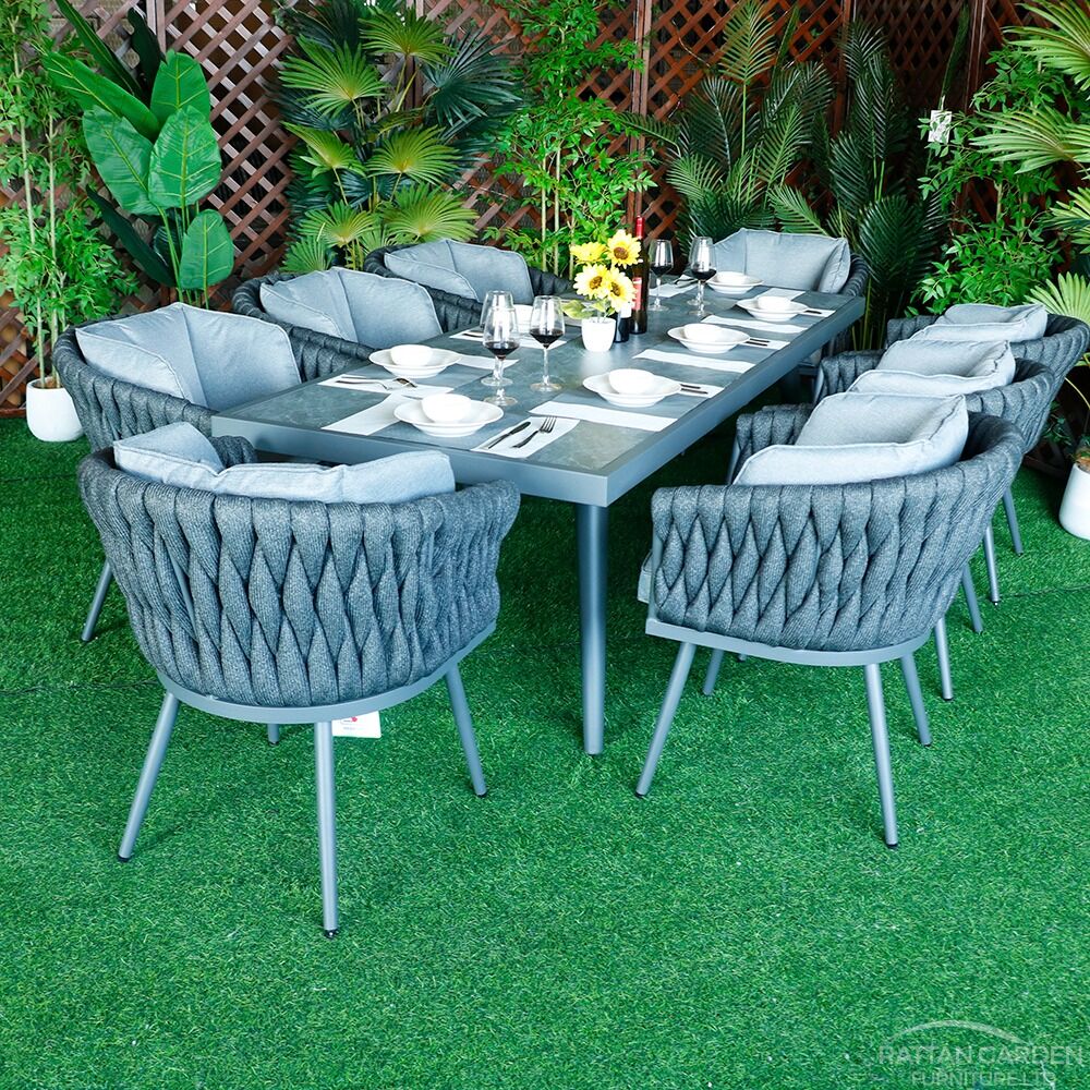 Rope Rectangular 8 Seat Dining Set