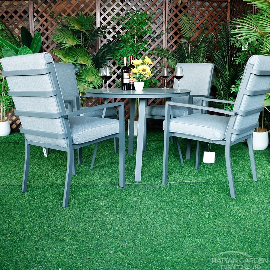 Highbury Aluminium 4 Seat Round Dining Set