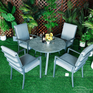 Highbury Aluminium 4 Seat Round Dining Set
