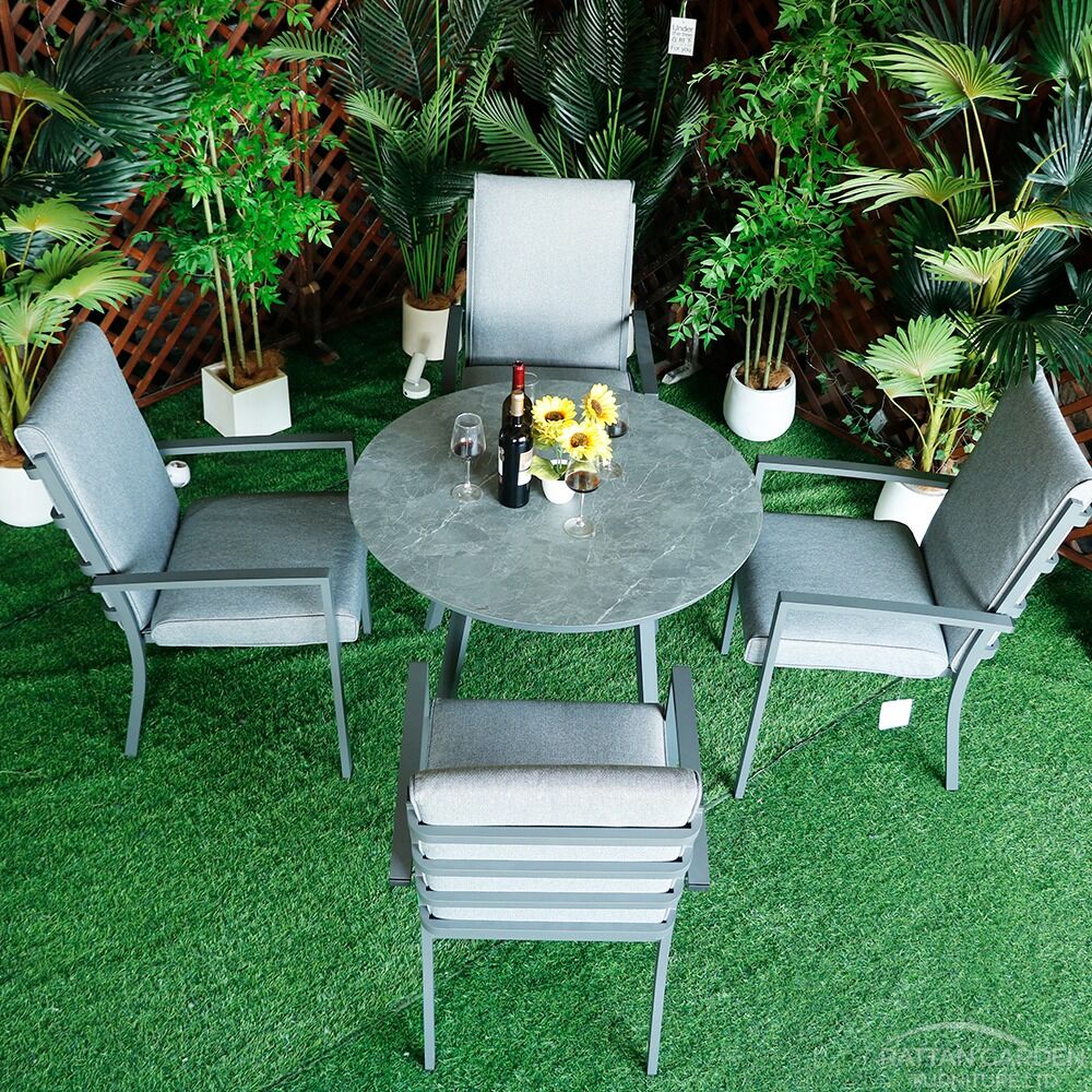 Highbury Aluminium 4 Seat Round Dining Set