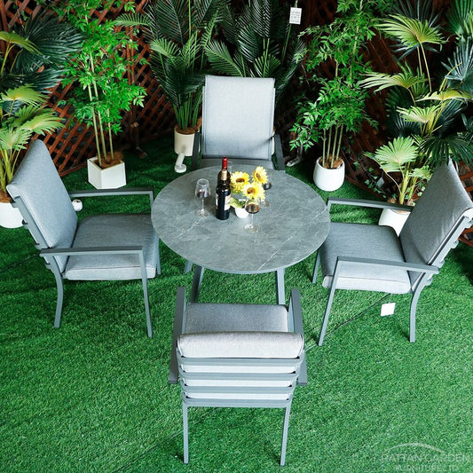 Highbury Aluminium 4 Seat Round Dining Set