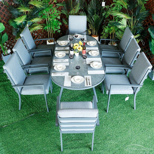 Highbury Aluminium Dining Chair 8 Chairs With Oval Table
