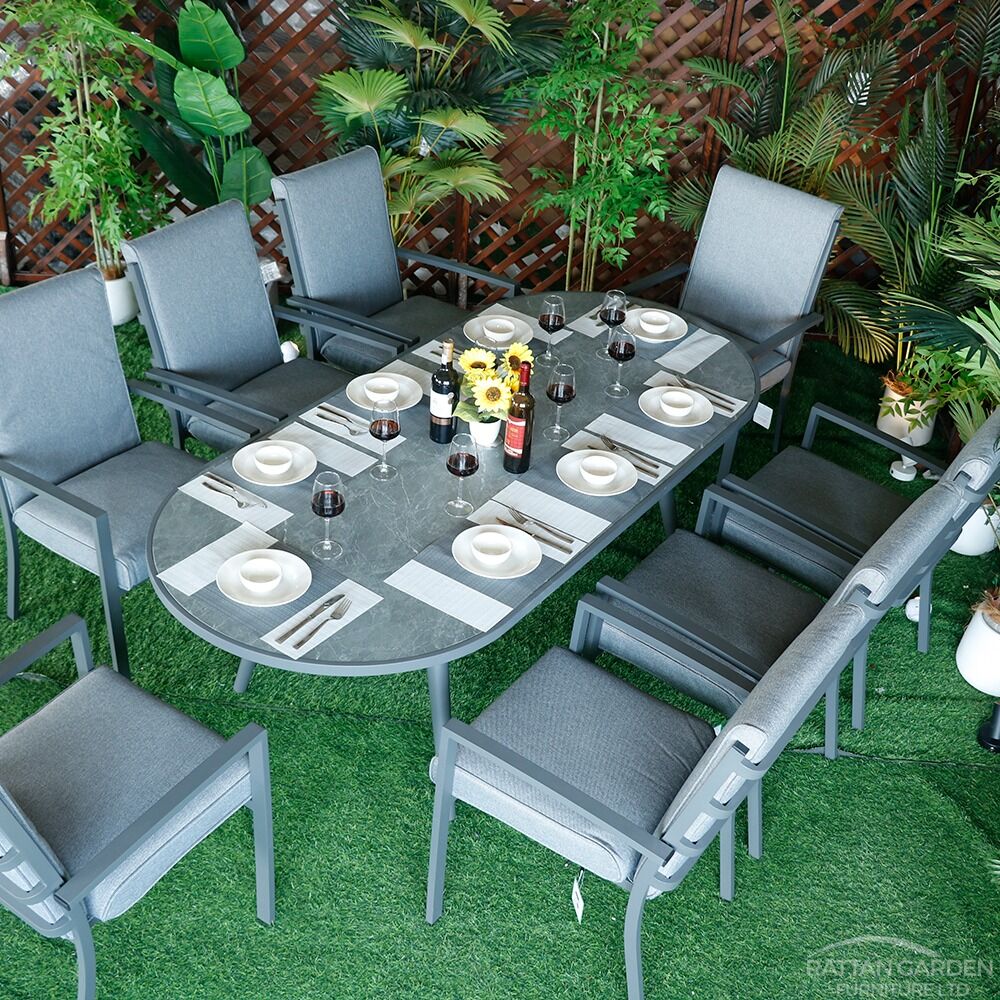 Highbury Aluminium Dining Chair 8 Chairs With Oval Table