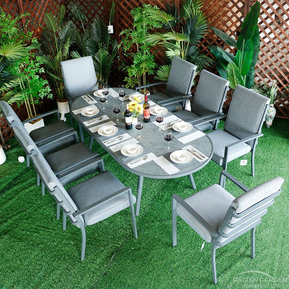 Highbury Aluminium Dining Chair 8 Chairs With Oval Table
